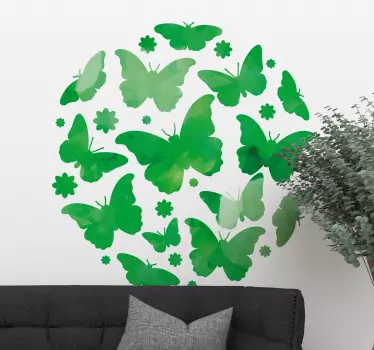 Sticker Maison Papillons en forme circulaire - TenStickers