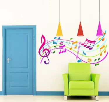 Sticker musique partition multicolore - TenStickers