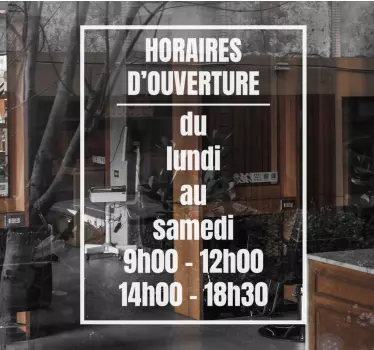 Sticker vitrine personnalisé horaires d'ouverture - TenStickers
