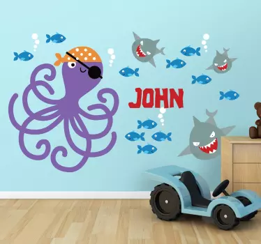 Sticker pieuvre pirate personnalisé - TenStickers