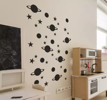 Sticker espace planètes et étoiles - TenStickers