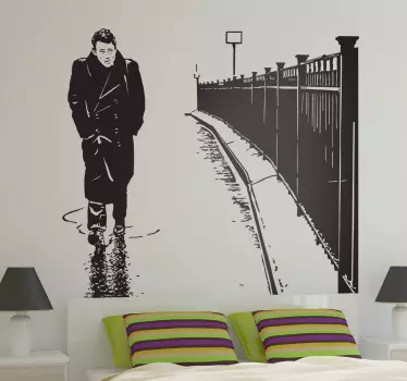 Sticker portrait James Dean pluie - TenStickers