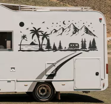 Sticker pour camping-car plage et montagnes - TenStickers