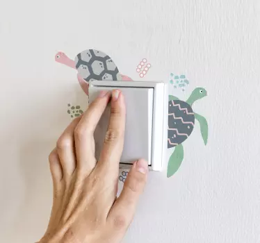 Sticker pour Interrupteur Tortues couleurs douces - TenStickers