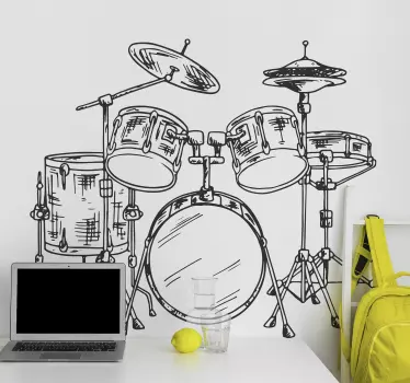 Sticker Maison Instrument Batterie - TenStickers
