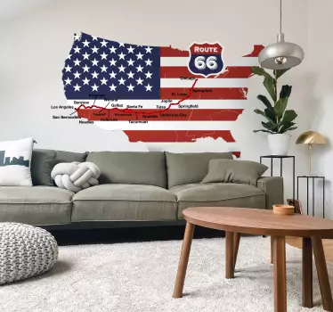 Sticker route 66 carte - TenStickers