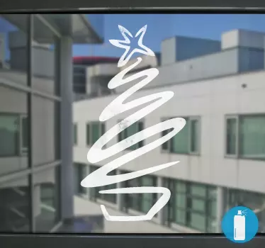 Sticker vitrine Noël sapin neige pochoir - TenStickers