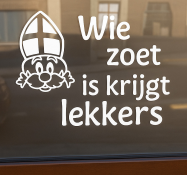 Sticker Sinterklaas raamsticker comme zoet est krijgt lekkers - TenStickers