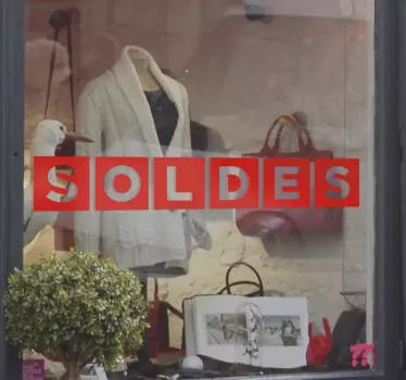 Sticker vitrine soldes avec carrés - TenStickers