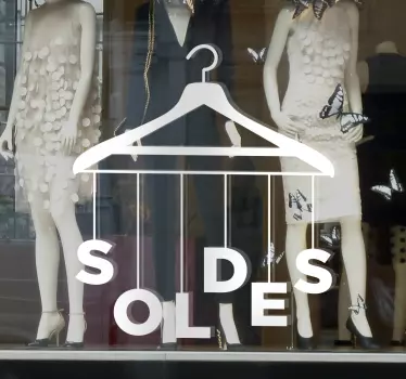 Sticker vitrine soldes cintre - TenStickers
