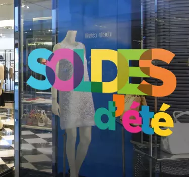 Sticker vitrine soldes d'été coloré - TenStickers
