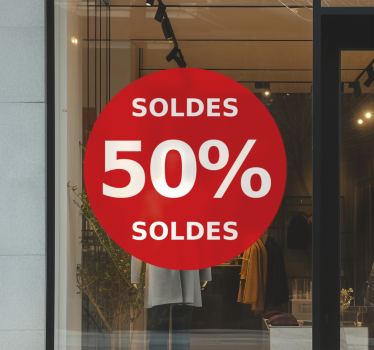 Sticker soldes remise arrondie rouge - TenStickers