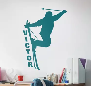 Sticker Maison Montagne Ski Personnalisable - TenStickers