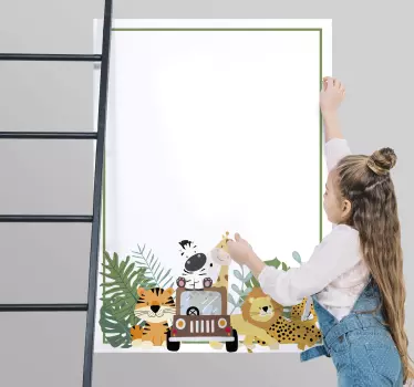 Sticker tableau blanc aventure safari animal - TenStickers