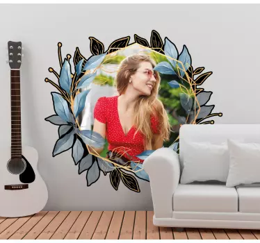 Sticker tableau blanc cadre floral personnalisé - TenStickers