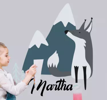 Sticker tableau blanc loup de montagne personnalisé - TenStickers