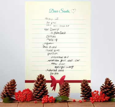 Sticker tableau blanc modèle de liste du père noël - TenStickers