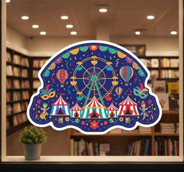 Sticker vitrine carnaval bleu de cirque - TenStickers