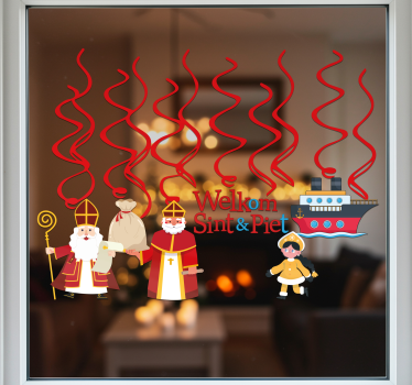 Sticker vitrine décoration tourbillonnante de sinterklaas - TenStickers