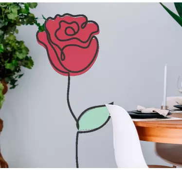 Sticker vitrine fleur de rose stylisée - TenStickers