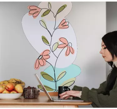Sticker vitrine formes abstraites florales - TenStickers
