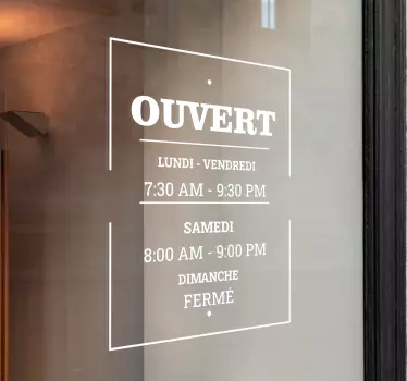 Sticker pour vitrine horaires d'ouverture - TenStickers