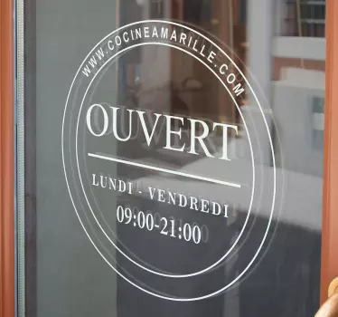 Sticker pour vitrine horaires d'ouvertures cercle - TenStickers