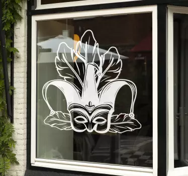Sticker fenêtre masques carnaval avec plumes - TenStickers