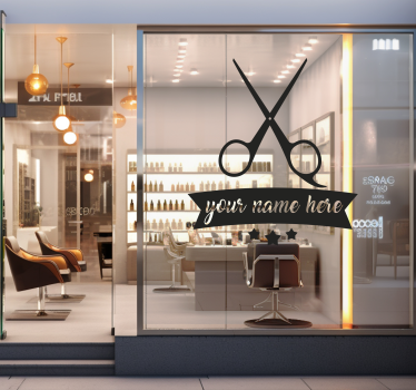 Sticker vitrine salon de coiffure personnalisé - TenStickers