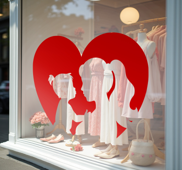 Sticker vitrine silhouette de cœur de mère - TenStickers