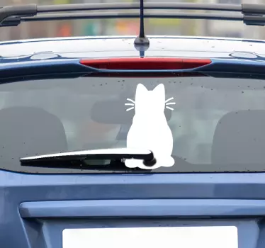 Sticker voiture chat essuie-glace - TenStickers