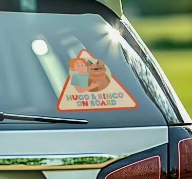 Sticker voiture enfant et chien à bord personnalisable - TenStickers