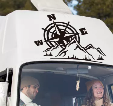 Sticker camping car boussole d'aventure - TenStickers