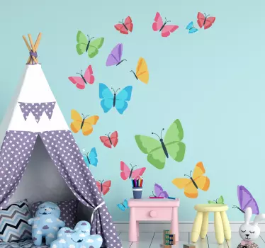 Sticker chambre enfant papillons colorés - TenStickers