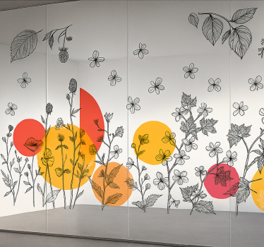 Vitrophanie fleurs abstraites de bureau translucides - TenStickers