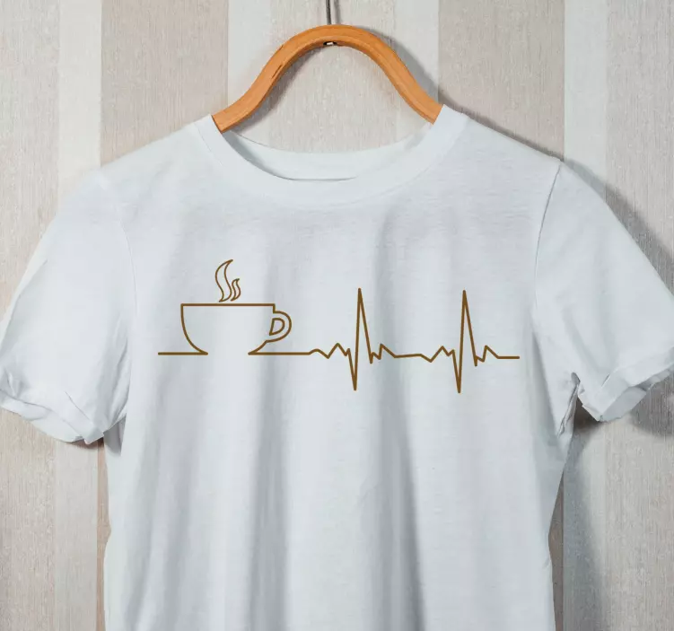 T-shirt conception de battement de coeur de café - TenStickers