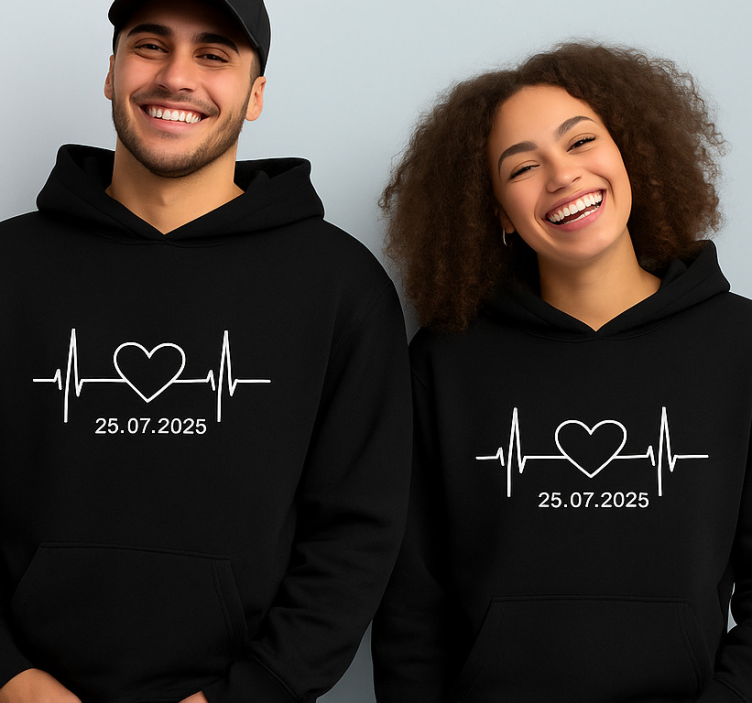 Sweat battement de cœur avec nom personnalisé - TenStickers