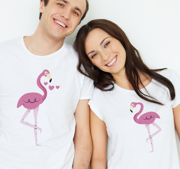 T-shirt couple deux flamants roses - TenStickers