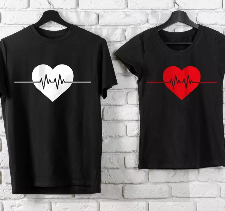T-shirt couple fréquence cardiaque correspondante - TenStickers