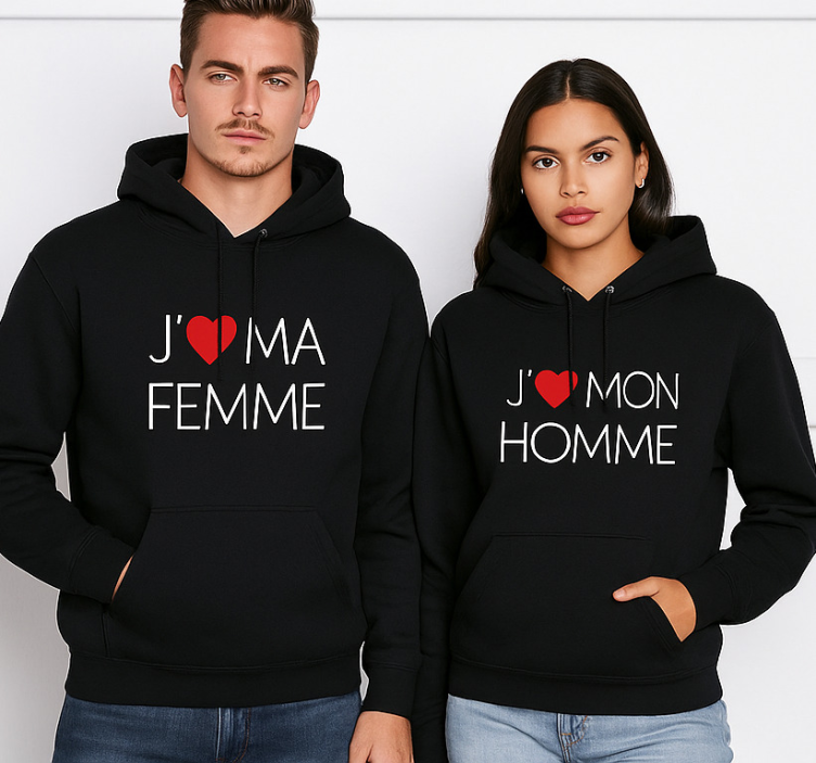 Sweat j'aime ma femme et mon mari - TenStickers