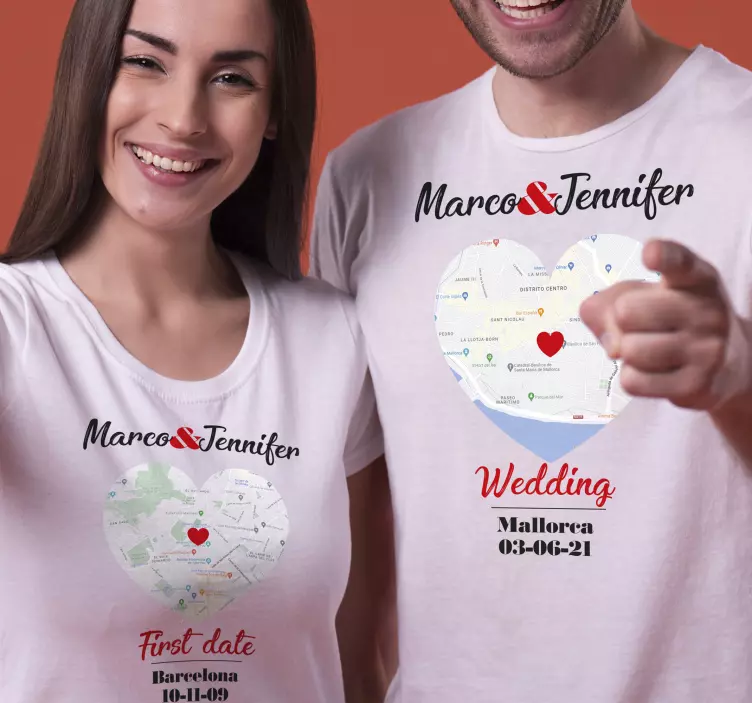 T shirt couple Lieux de moments spéciaux - TenStickers