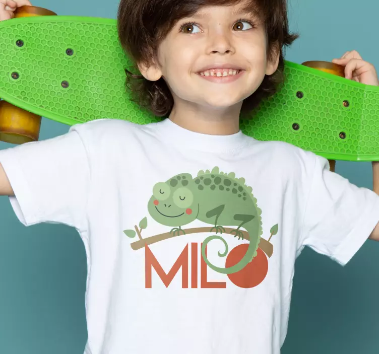 T-shirt enfant caméléon dessin avec nom - TenStickers