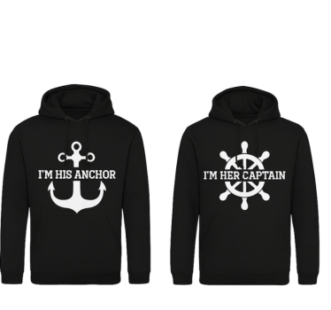 T-shirt couple capitaine et ancre - TenStickers