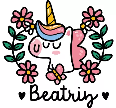 T-shirt enfant fleurs de licorne mignonnes - TenStickers