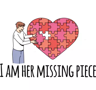 T-shirt couple connexion de cœurs en puzzle - TenStickers