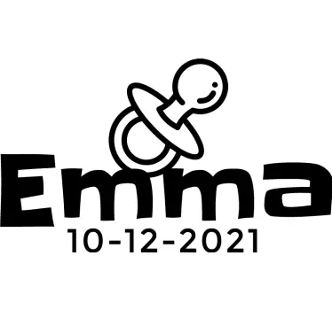 T-shirt bébé personnalisable sucette avec prénom et date - TenStickers