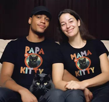 T Shirt couple papa maman animal domestique avec nom - TenStickers