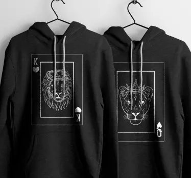 Pull couple cœurs lion et lionne jeu de carte - TenStickers