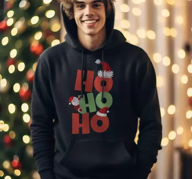 Sweat-shirt de Noël texte Ho Ho Ho rouge et vert - TenStickers