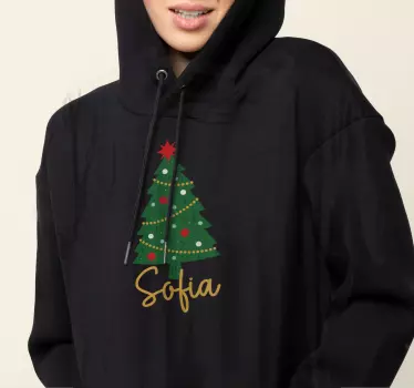 Sweat-shirt de Noël sapin avec prénom - TenStickers